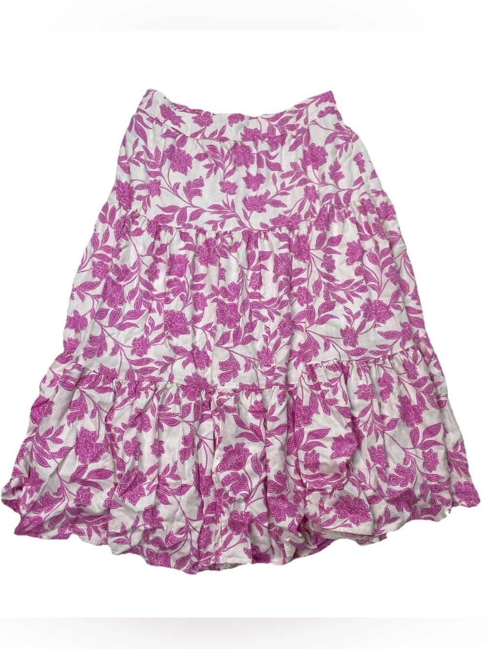 Lauren Conrad Women’s Size L Large Pink Floral Maxi Skirt Rayon Linen Blend